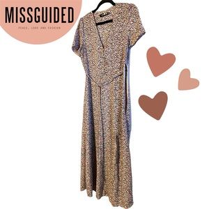 MISSGUIDED DITSY FLORAL BUTTON UP MIDI TEA DRESS SIZE 6